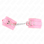 KINK - FUR LINED WRIST RESTRAINTS PINK WITH PINK BELT ADJUSTABLE 17-29 CM X 6 CM