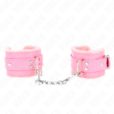 KINK - POLSINI IMBOTTITI IN PELLICCIA ROSA CON CINTURA ROSA REGOLABILE 17-29 CM X 6 CM