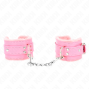 KINK - FUR LINED WRIST RESTRAINTS PINK WITH PINK BELT ADJUSTABLE 17-29 CM X 6 CM