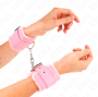 KINK - FUR LINED WRIST RESTRAINTS PINK WITH PINK BELT ADJUSTABLE 17-29 CM X 6 CM