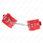 KINK - FUR LINED WRIST RESTRAINTS RED WITH RED BELT ADJUSTABLE 17-29 CM X 6 CM