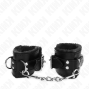 KINK - FUR LINED WRIST RESTRAINTS BLACK WITH BLACK BELT ADJUSTABLE 17-29 CM X 6 CM
