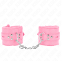 KINK - APPUI-POIGNETS DOUBLÉS DE FOURRURE AVEC TROUS CARRÉS ROSE ET CEINTURE ROSE RÉGLABLE 17-29 CM X 6 CM