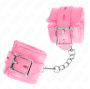 KINK - APPUI-POIGNETS DOUBLÉS DE FOURRURE AVEC TROUS CARRÉS ROSE ET CEINTURE ROSE RÉGLABLE 17-29 CM X 6 CM