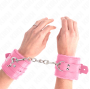 KINK - APPUI-POIGNETS DOUBLÉS DE FOURRURE AVEC TROUS CARRÉS ROSE ET CEINTURE ROSE RÉGLABLE 17-29 CM X 6 CM