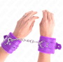 KINK - APPUI-POIGNETS DOUBLÉS DE FOURRURE AVEC TROUS CARRÉS VIOLET ET CEINTURE VIOLET RÉGLABLE 17-29 CM X 6 CM