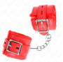 KINK - PULSO FORRO DE PELE COM FUROS QUADRADOS VERMELHO E CINTO VERMELHO AJUSTÁVEL 17-29 CM X 6 CM