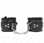 KINK - FUR LINED WRIST RESTRAINTS WITH SQUARE HOLES BLACK AND BLACK BELT ADJUSTABLE 17-29 CM X 6 CM