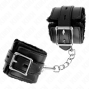 KINK - APPUI-POIGNETS DOUBLÉS DE FOURRURE AVEC TROUS CARRÉS NOIR ET CEINTURE NOIRE RÉGLABLE 17-29 CM X 6 CM