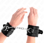 KINK - FUR LINED WRIST RESTRAINTS WITH SQUARE HOLES BLACK AND BLACK BELT ADJUSTABLE 17-29 CM X 6 CM