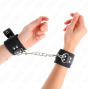 KINK - NYLON WRIST RESTRAINTS BLACK WITH LEATHER BELT BLACK ADJUSTABLE 19-29 CM X 5.1 CM