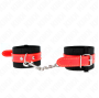 KINK - APPUI-POIGNETS EN NYLON NOIR AVEC CUIR ROUGE AJUSTABLE 19-24 CM X 5,5 CM