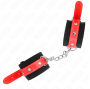 KINK - APPUI-POIGNETS EN NYLON NOIR AVEC CUIR ROUGE AJUSTABLE 19-24 CM X 5,5 CM