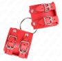 KINK - FESTE HANDGELENKFESSELN MIT RING UND NIETEN VERSTELLBAR ROT 17-22 CM X 6,5 CM
