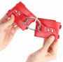 KINK - FESTE HANDGELENKFESSELN MIT RING UND NIETEN VERSTELLBAR ROT 17-22 CM X 6,5 CM