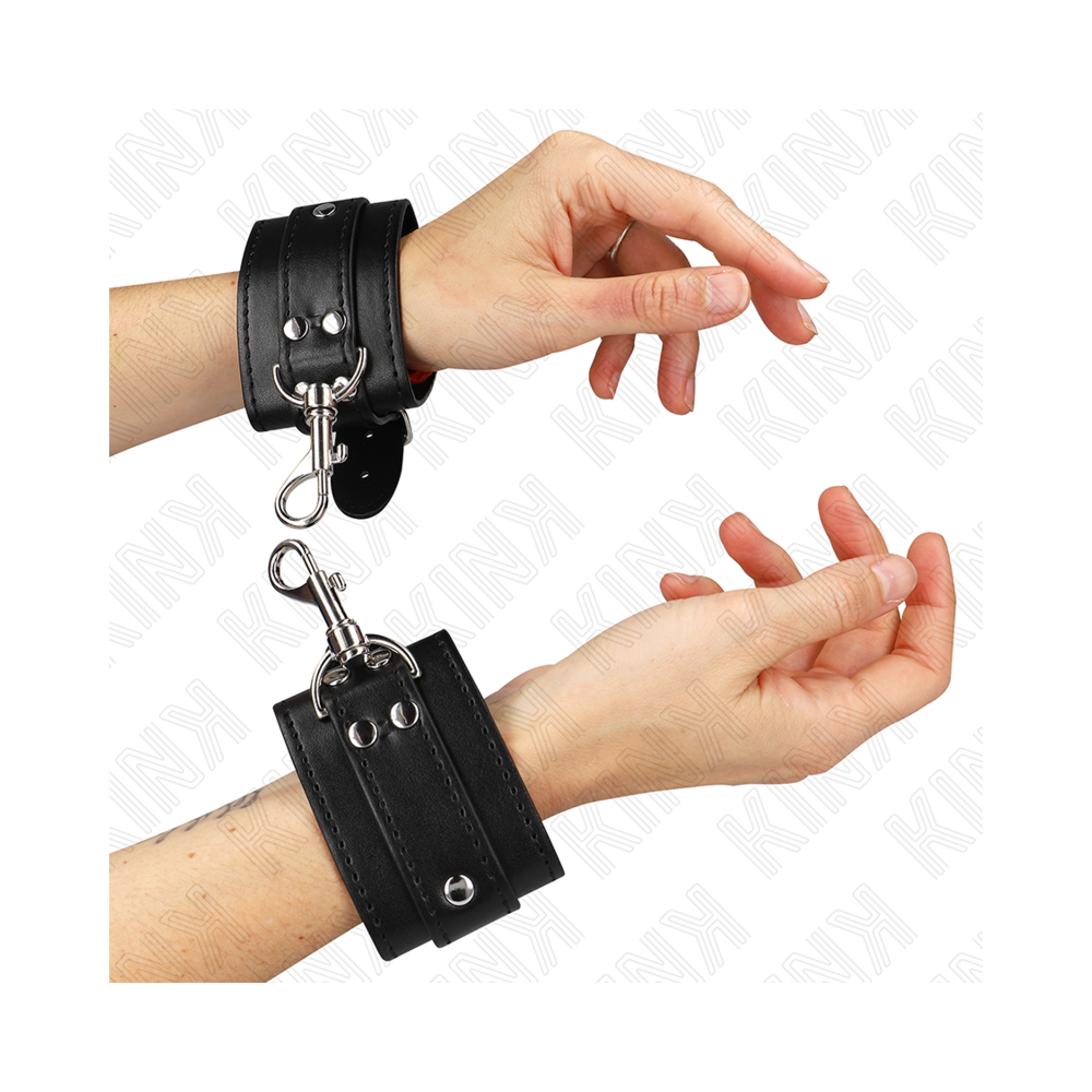 KINK - APPAREILS-POIGNETS VERROUILLABLES DUNGEON NOIR AJUSTABLES 21-28 CM X 5,5 CM