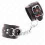 KINK - BLACK WRIST RESTRAINTS WITH RED HEART INLAY ADJUSTABLE 21-28 CM X 5.5 CM