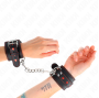 KINK - PULSO PRETO COM INSERÇÃO DE CORAÇÃO VERMELHO AJUSTÁVEL 21-28 CM X 5,5 CM