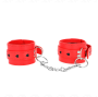 KINK - RED WRIST RESTRAINTS WITH BLACK HEART INLAY ADJUSTABLE 21-28 CM X 5.5 CM