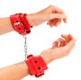 KINK - APPAREILS-POIGNETS ROUGES AVEC INCRUSTATION COEUR NOIR RÉGLABLE 21-28 CM X 5,5 CM