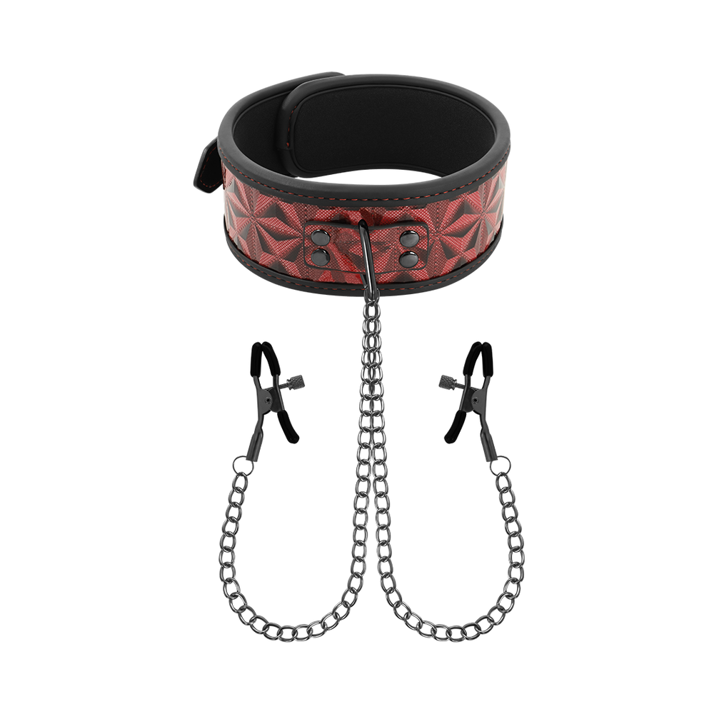 BEGME - RED EDITION COLLAR WITH NIPPLE CLAMPS WITH NEOPRENE LINING