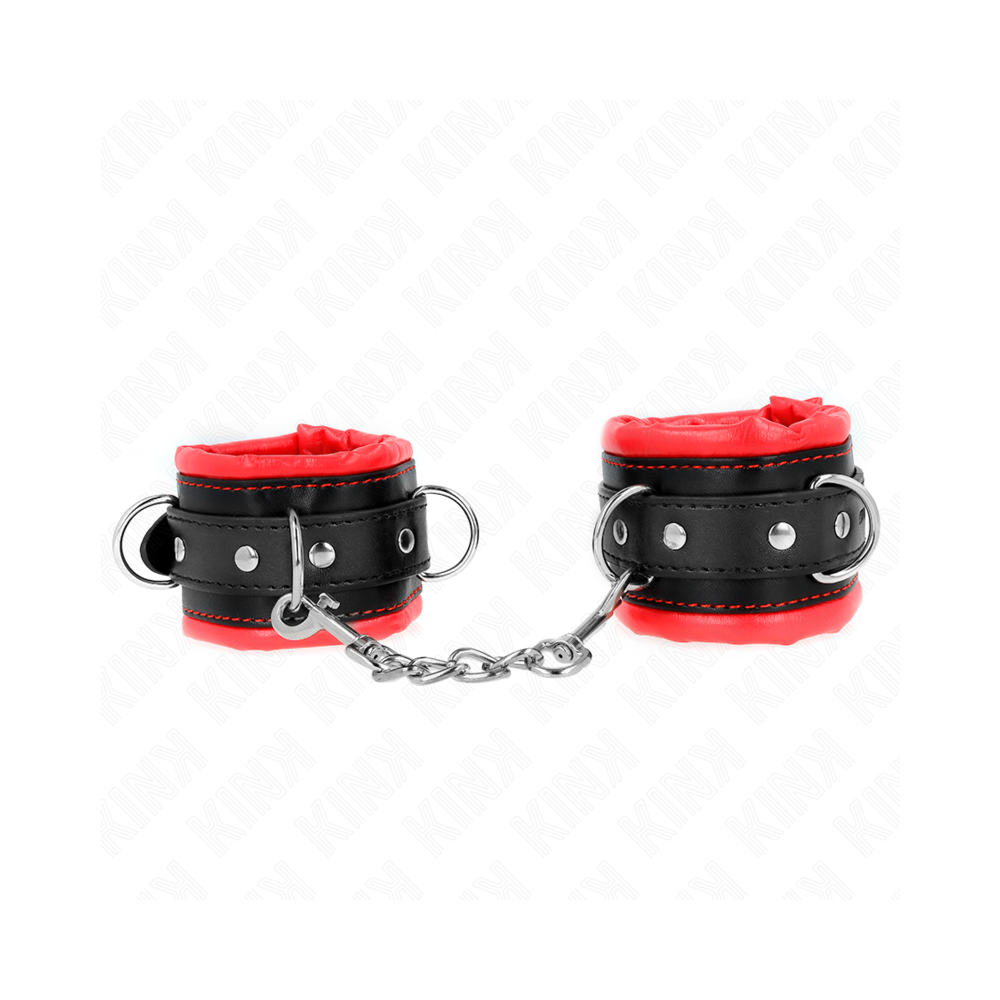 KINK - HEAVY WRIST RESTRAINTS WITH RED FUR LINED ADJUSTABLE 20-30 CM X 6 CM