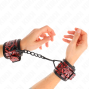 KINK - DIAMOND PATTERN WRIST RESTRAINTS DARK RED ADJUSTABLE 17-26 CM X 5.5 CM