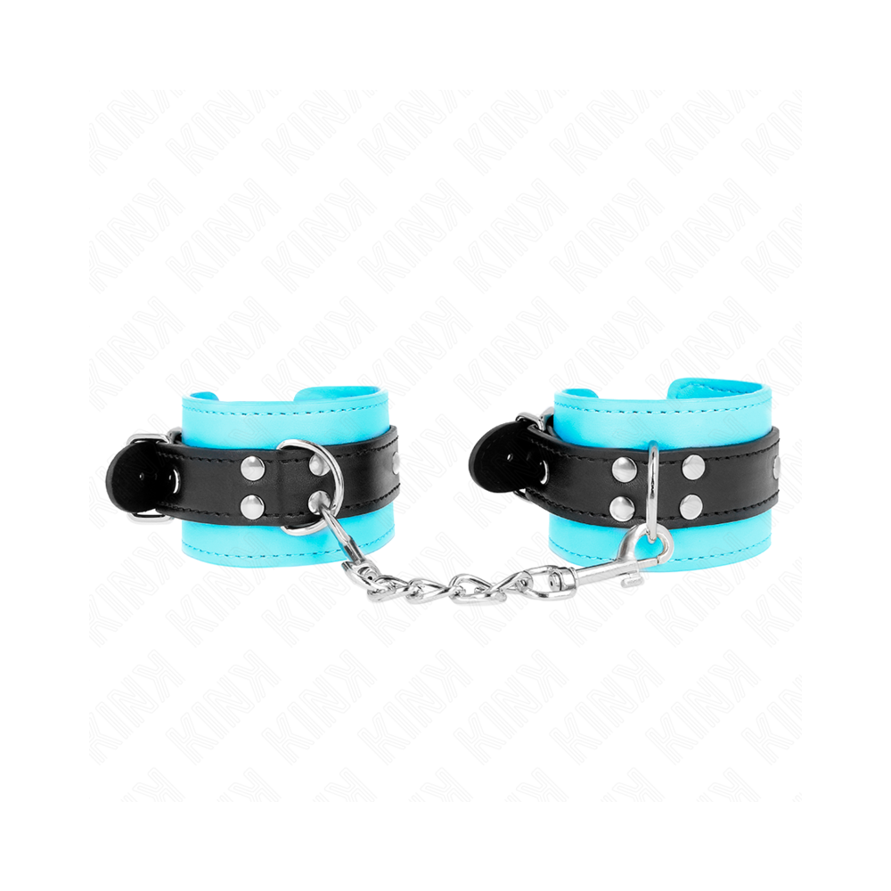 KINK - APPAREILS-POIGNETS À CROCHET DOUBLÉS DE FOURRURE BLEU AJUSTABLES 20-28 CM X 5,5 CM