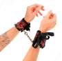 KINK - SCANDAL WRIST RESTRAINTS RED-BLACK LACE DETAILS 24.5 CM X 6.5 CM