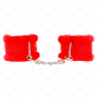KINK - PELZGEFÜTTERTE HANDGELENKFESSELN ROT VERSTELLBAR 17-31 CM X 7 CM