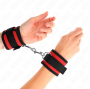 KINK - NYLON BIND-HANDHANDFESSELN MIT KLETTVERSCHLUSS ROT-SCHWARZ MODELL 2 VERSTELLBAR 18-35 CM X 6 CM