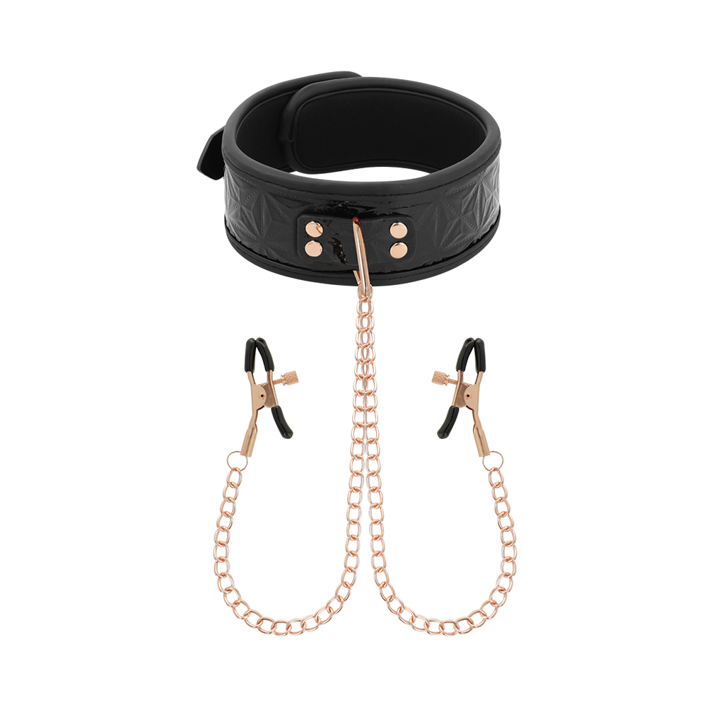 BEGME - BLACK EDITION COLLAR WITH NIPPLE CLAMPS WITH NEOPRENE LINING