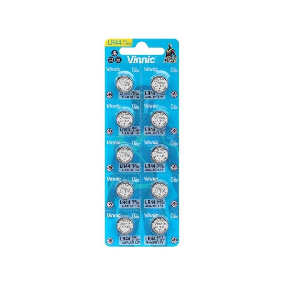 VINNIC - ALKALINE BUTTON BATTERY AG13 L1154F LR44 BLISTER*10