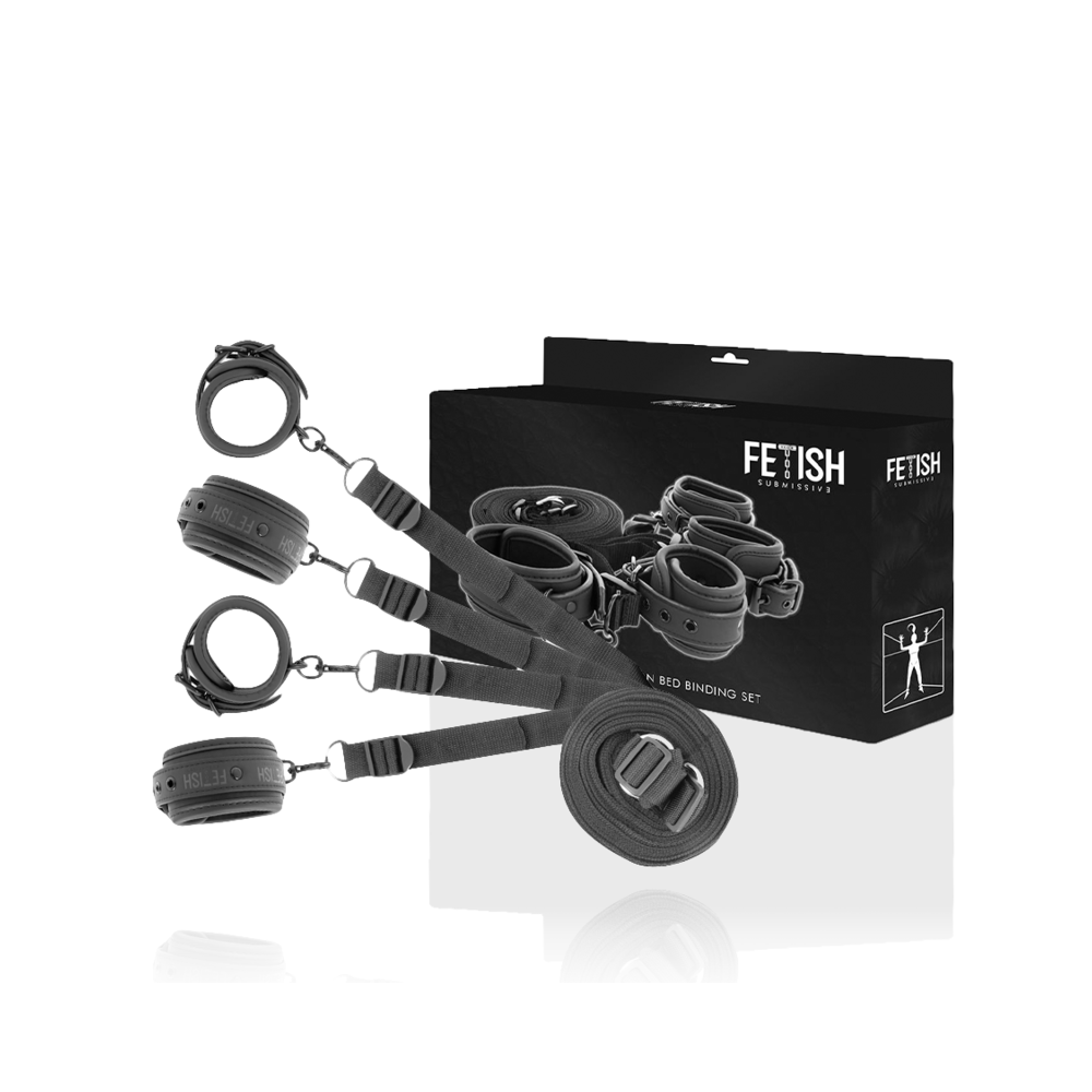 FETISH SUBMISSIVE - SET POLSINI E ATTACCO CON FODERA IN NEOPRENE