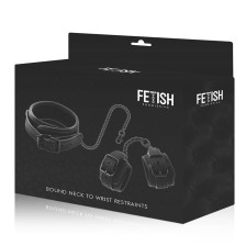 FETISH SUBMISSIVE - COLLIER ET POIGNETS EN CUIR VÉGÉTAL AVEC DOUBLURE EN NÉOPRÈNE