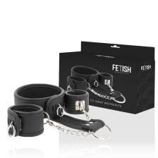 FETISH SUBMISSIVE - LEATHER AND HANDCUFFS VEGAN LEATHER WITH NEOPRENE LINING