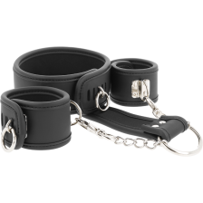 FETISH SUBMISSIVE - LEATHER AND HANDCUFFS VEGAN LEATHER WITH NEOPRENE LINING