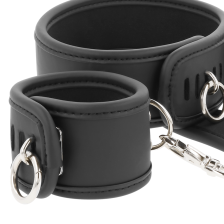 FETISH SUBMISSIVE - LEATHER AND HANDCUFFS VEGAN LEATHER WITH NEOPRENE LINING