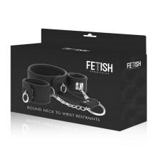 FETISH SUBMISSIVE - LEATHER AND HANDCUFFS VEGAN LEATHER WITH NEOPRENE LINING