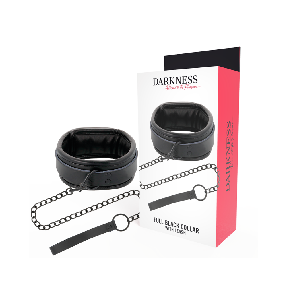 DARKNESS - VOLLSTNDIG SCHWARZES HALSBAND MIT LEINE