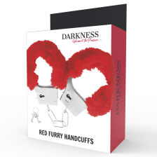 DARKNESS - PLEASURE FURRY HANDCUFFS RED