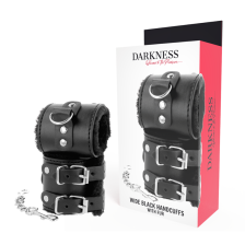 DARKNESS - WRIST RESTRAINTS BLACK WITH FUR