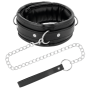 DARKNESS - COLLIER DOUX NOIR AVEC LAISSE EN CUIR