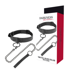 DARKNESS - THIN BLACK FULL COLLAR WITH LEASH