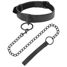 DARKNESS - THIN BLACK FULL COLLAR WITH LEASH