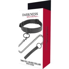 DARKNESS - THIN BLACK FULL COLLAR WITH LEASH