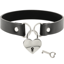 COQUETTE CHIC DESIRE - VEGAN LEATHER NECKLACE WITH HEART ACCESSORY WITH KEY