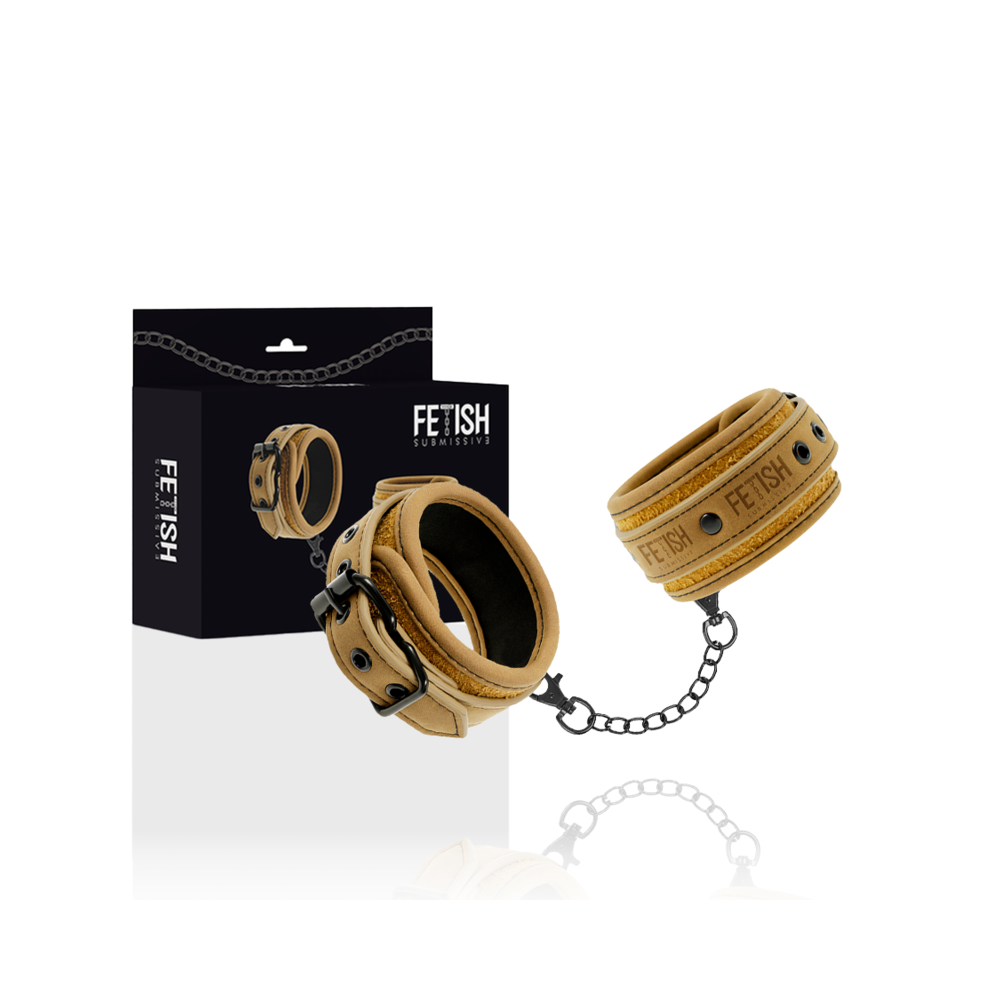 FETISH SUBMISSIVE ORIGEN - VEGAN LEATHER HANDCUFFS WITH NEOPRENE LINING