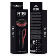 FETISH SUBMISSIVE DARK ROOM - COLLARE CON GUINZAGLIO CON FODERA IN NEOPRENE