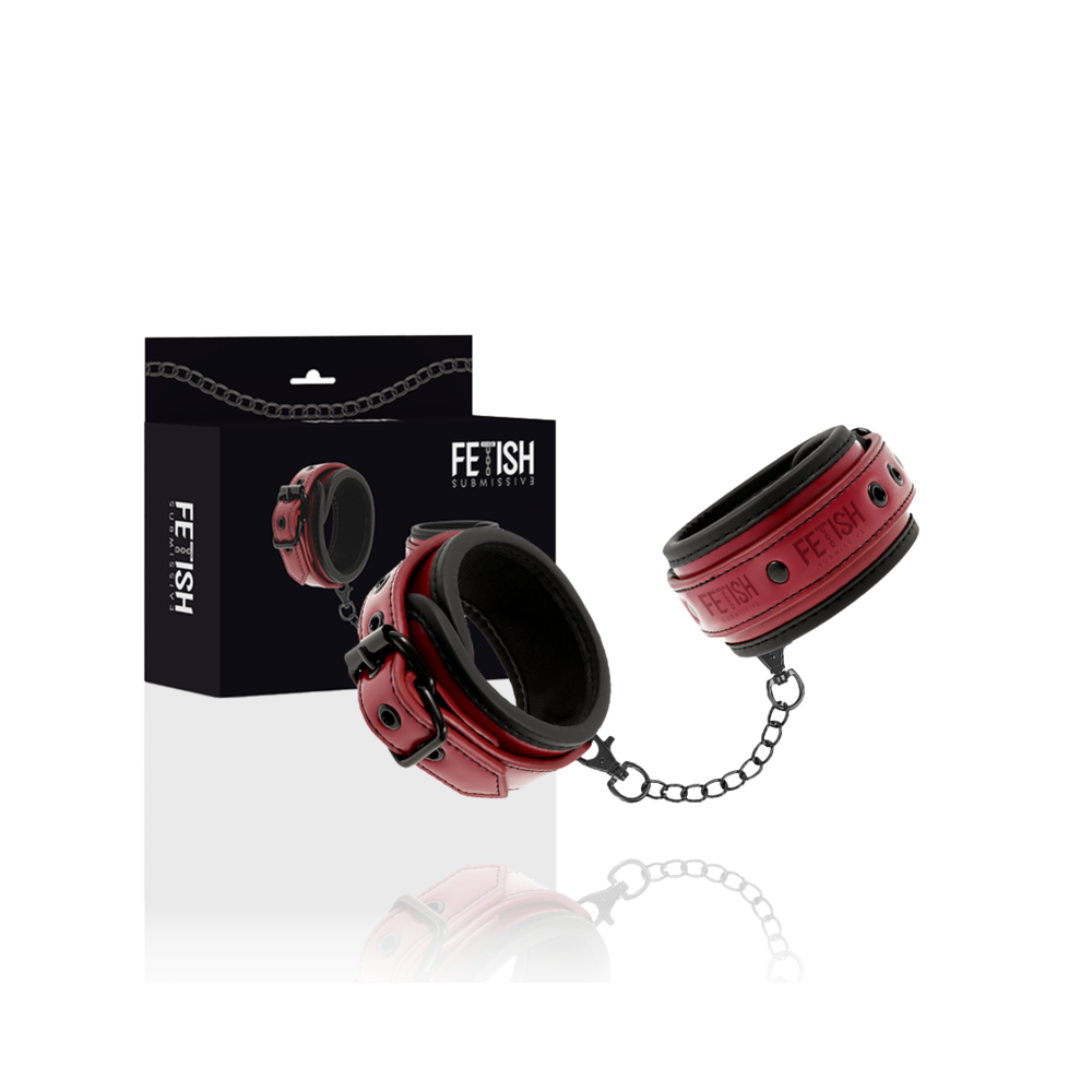 FETISH SUBMISSIVE DARK ROOM - HANDCUFFS VEGAN LEATHER WITH NEOPRENE LINING